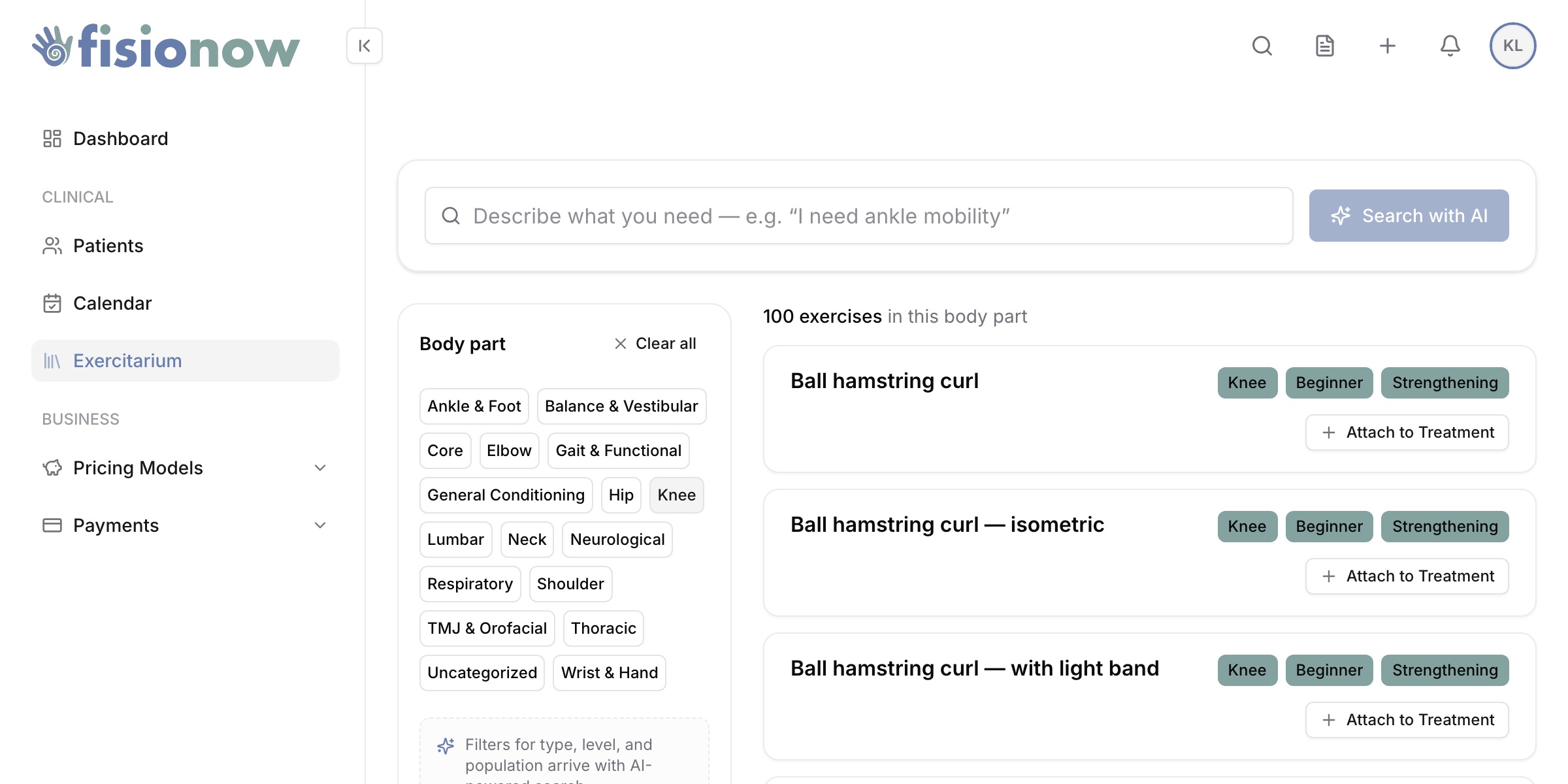 The Fisionow exercise library